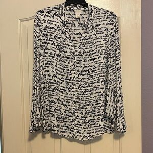 Chico's Black and White Script Blouse
